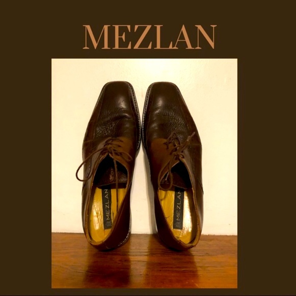 MEZLAN VERDICT Brown 2 Tone Leather Dress Oxford Lace Up Square Toe Size 11.5M - Picture 3 of 13